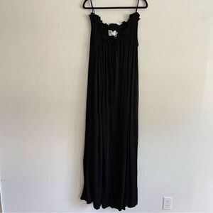 Verandah By Vina Black Smocked Viscose Beach Maxi Dress Women’s L/XL/2X